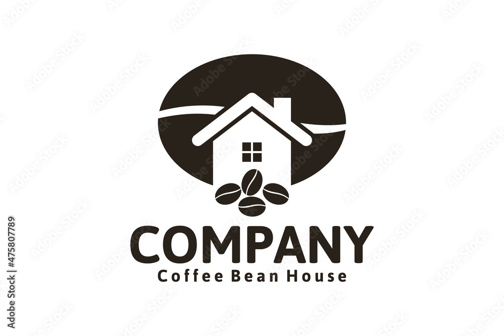 coffee bean logo design with house, logo inspiration coffee bean logo design with house, logo inspiration