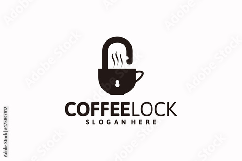 coffee logo design with padlock, logo inspiration.
