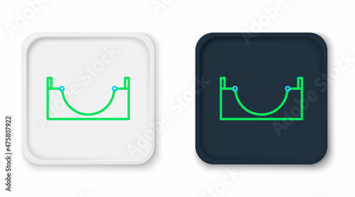 Line Skate park icon isolated on white background. Set of ramp, roller, stairs for a skatepark. Extreme sport. Colorful outline concept. Vector
