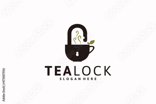 green tea logo design with padlock, logo inspiration.
