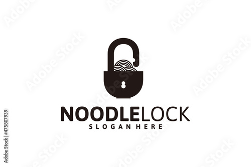 noodle logo design with padlock, logo inspiration.