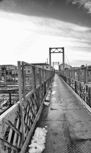 Iron bridge in black and white