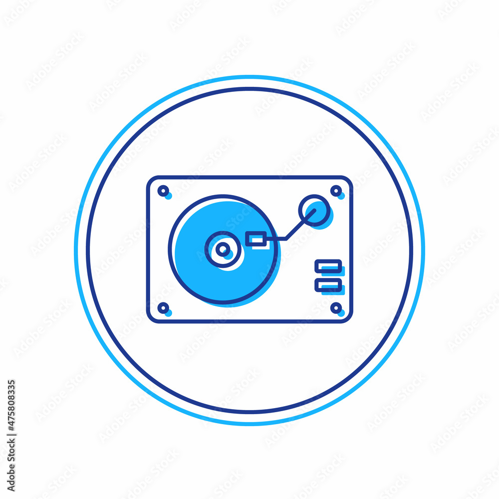 Filled outline Vinyl player with a vinyl disk icon isolated on white background. Vector Filled outline Vinyl player with a vinyl disk icon isolated on white background. Vector