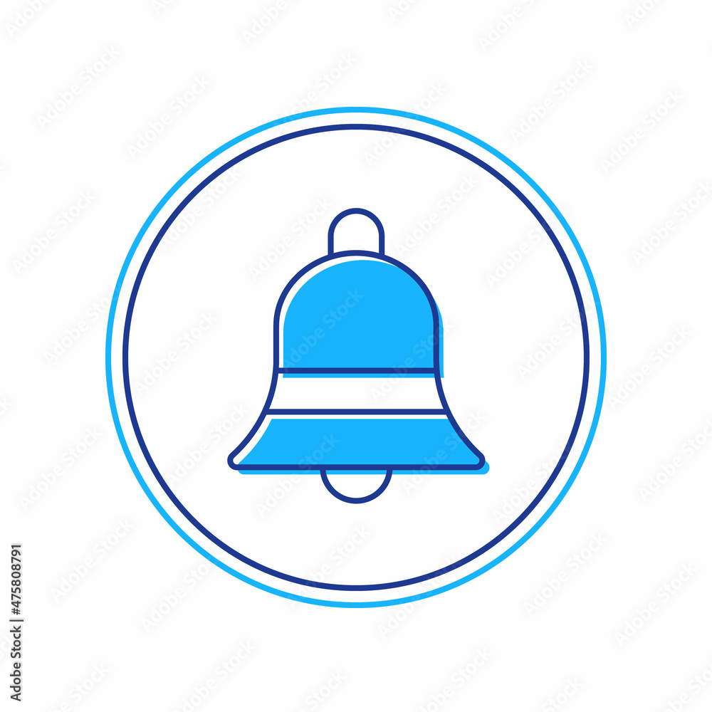 Filled outline Ringing bell icon isolated on white background. Alarm symbol, service bell, handbell sign, notification symbol. Vector Filled outline Ringing bell icon isolated on white background. Alarm symbol, service bell, handbell sign, notification symbol. Vector