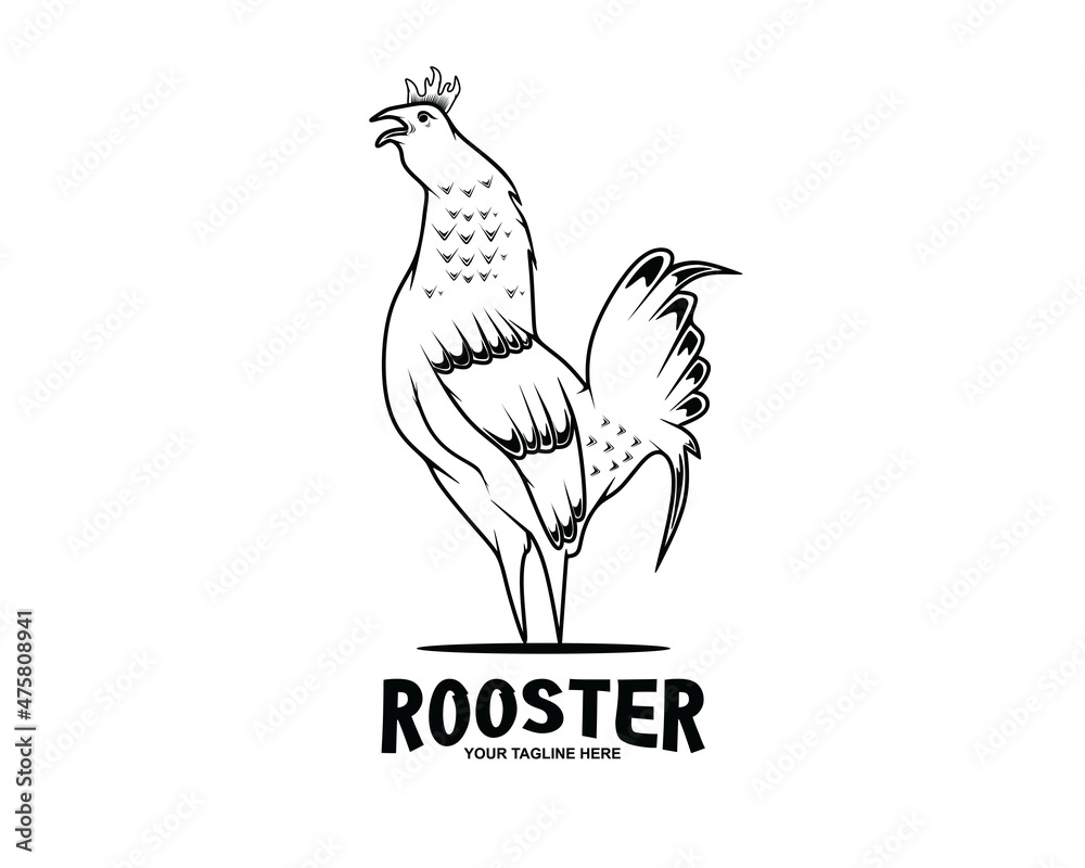 Obraz premium Vintage rooster logo design vector concept