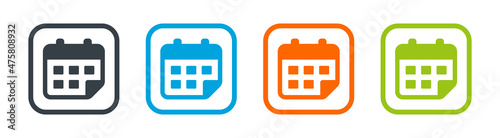 Calendar application icon symbol isolated on white background.