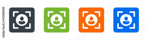 Photo portrait mode icon vector isolated. Capture, shot symbol