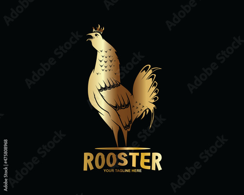 Leinwand Poster rooster logo with gold color