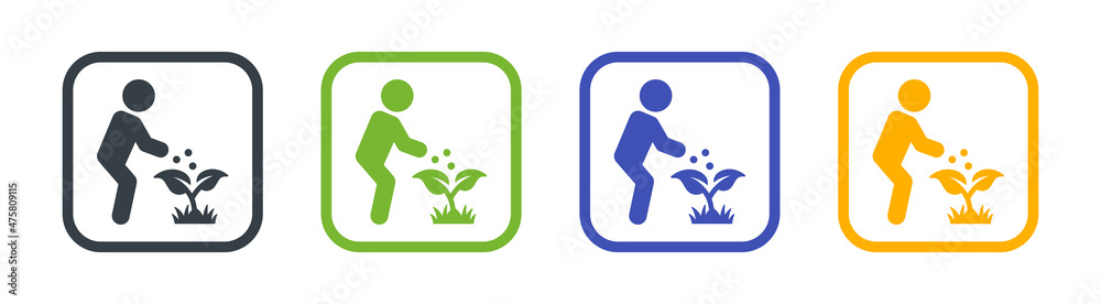 Gardener planting a tree icon vector illustration. Gardener planting a tree icon vector illustration.
