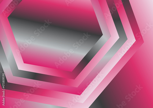 Pink and Grey Gradient Concentric Hexagon Shape Background Vector Graphic