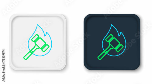 Line Auction hammer icon isolated on white background. Gavel - hammer of judge or auctioneer. Bidding process, deal done. Auction bidding. Colorful outline concept. Vector