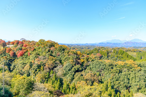                                                          Scenery seen from the ruins of Oka Castle in autumn.  Ooita-ken Takeda city
