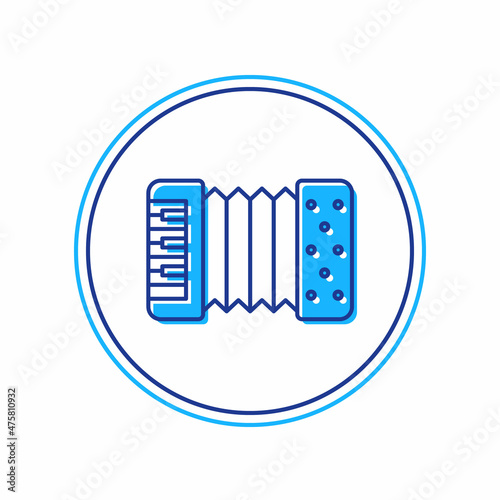 Filled outline Musical instrument accordion icon isolated on white background. Classical bayan, harmonic. Vector