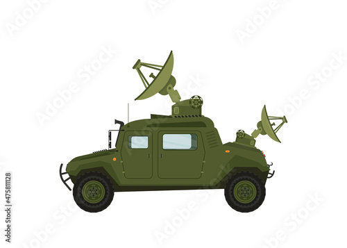 Radar guns. The broadcast, satellite communications. Antennas, receivers, communication with headquarters. Determining enemy locations. Special military equipment. All Terrain Vehicle, heavy vehicles.
