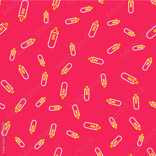 Line Electronic cigarette icon isolated seamless pattern on red background. Vape smoking tool. Vaporizer Device. Vector