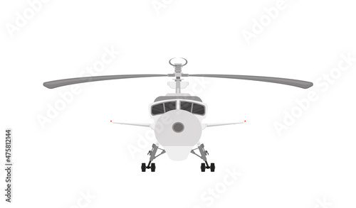 Helicopter isolated. Front view. Vector flat style illustration.