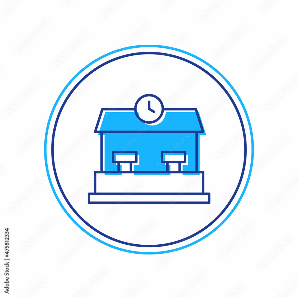 Filled outline Railway station icon isolated on white background. Vector Filled outline Railway station icon isolated on white background. Vector