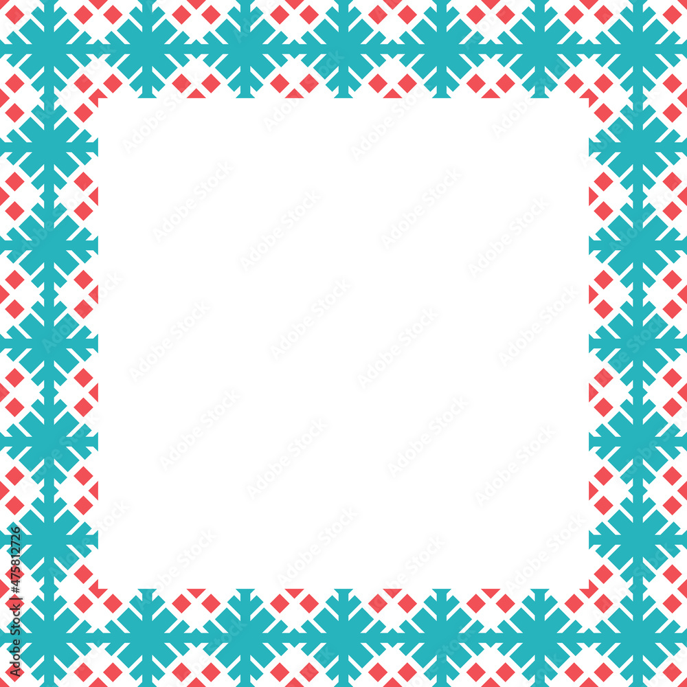 Christmas frame with snowflakes. Framing for new years greeting card.