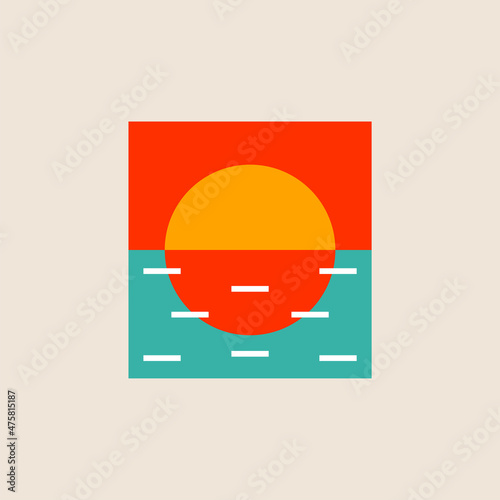 Sun and sea minimal geometric simple logo Free Download Sun and sea minimal geometric simple logo - GFXLoad