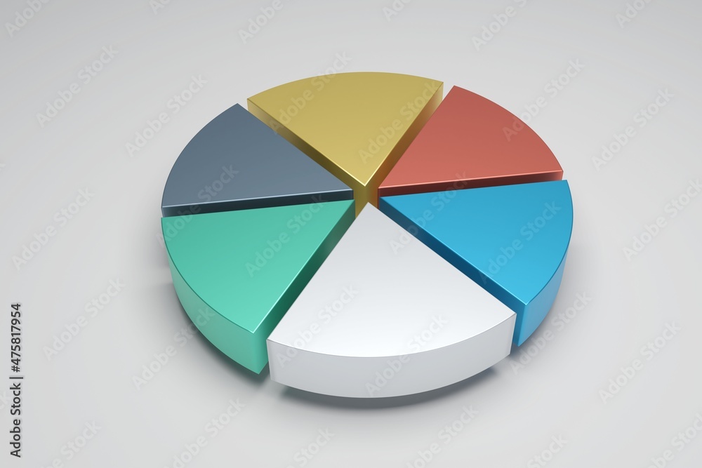 Obraz premium 3d Pie Chart infographic, Metal texture with different color