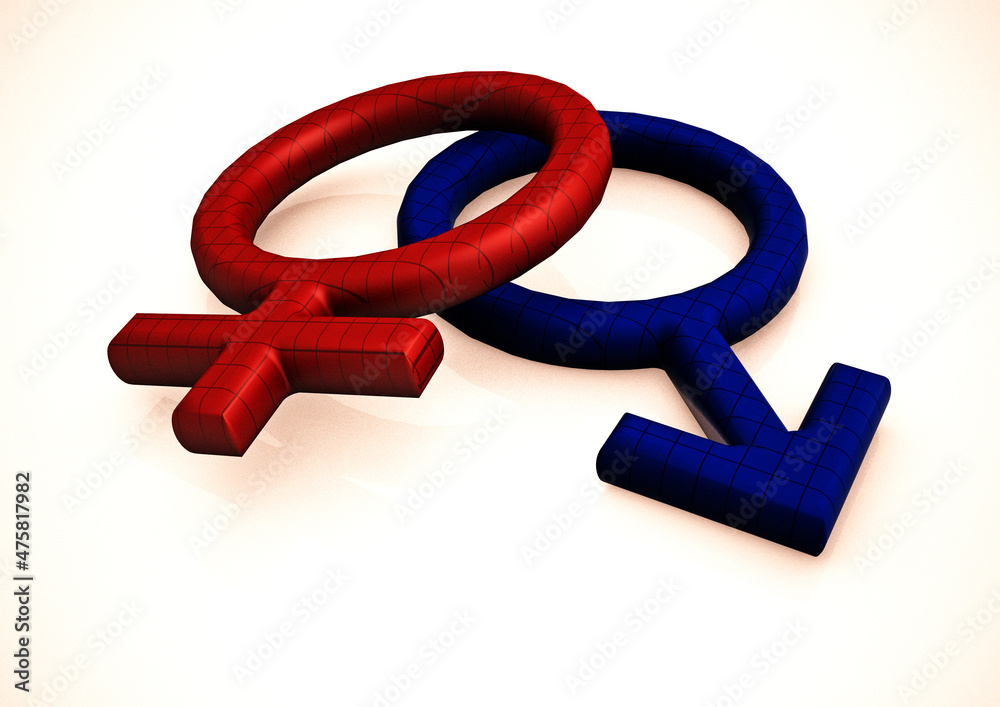 Man's and female symbols. 3D render. Man's and female symbols. 3D render.
