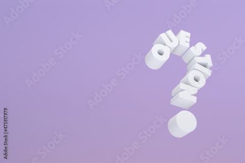 3d text question mark on purple background