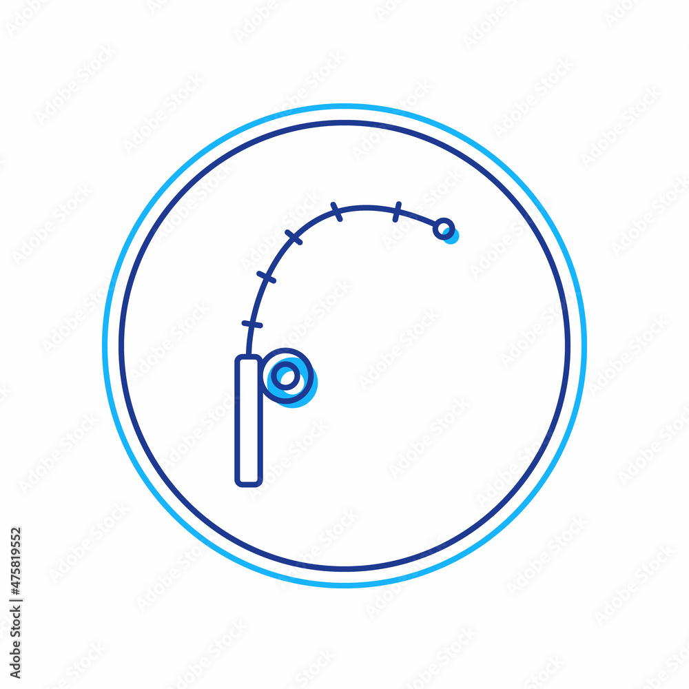 Filled outline Fishing rod icon isolated on white background. Catch a big fish. Fishing equipment and fish farming topics. Vector Filled outline Fishing rod icon isolated on white background. Catch a big fish. Fishing equipment and fish farming topics. Vector