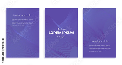 Fluid poster cover with modern very peri color of the year 2022. Violet and purple abstract geometrical template with blend shapes.