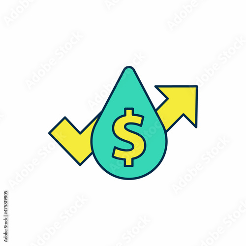 Filled outline Oil price increase icon isolated on white background. Oil industry crisis concept. Vector
