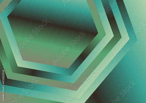 Brown Blue and Green Gradient Concentric Hexagon Background Vector