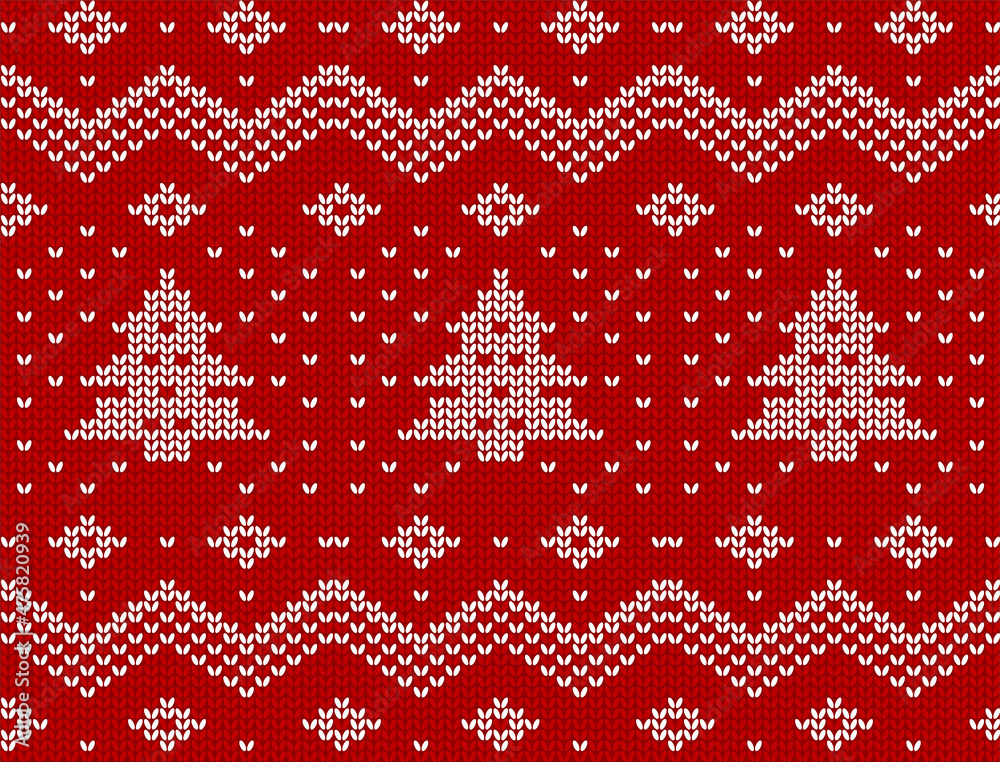 Christmas seamless pattern. Red knitted sweater texture christmas background. Vector. Christmas seamless pattern. Red knitted sweater texture christmas background. Vector.
