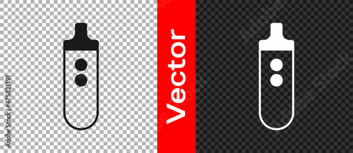 Black Electronic cigarette icon isolated on transparent background. Vape smoking tool. Vaporizer Device. Vector