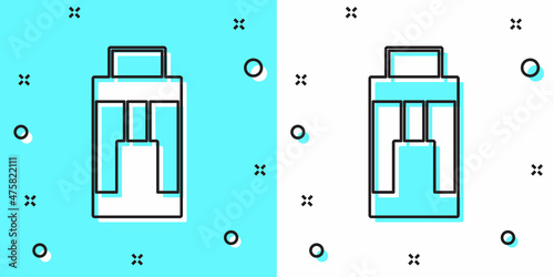Black line Vape mod device icon isolated on green and white background. Vape smoking tool. Vaporizer Device. Random dynamic shapes. Vector