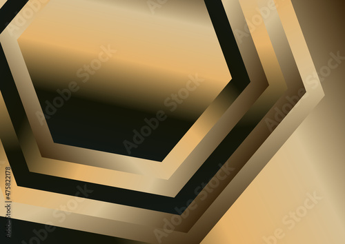 Abstract Black and Brown Gradient Concentric Hexagon Shape Background Vector Illustration