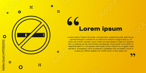 Black No smoking icon isolated on yellow background. Cigarette smoking prohibited sign. Vector
