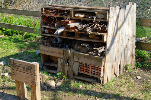 insect hotel in the middle of nature