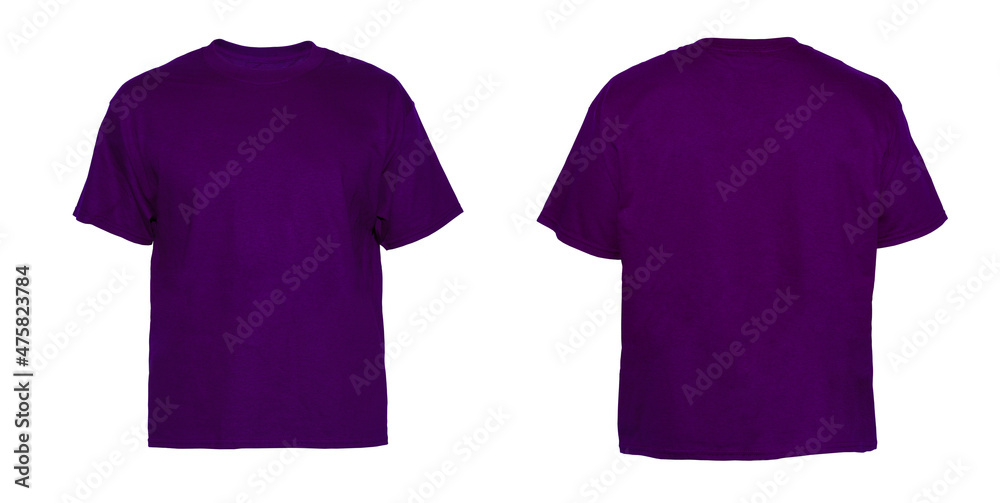 Blank T Shirt color purple on invisible mannequin template front and ...