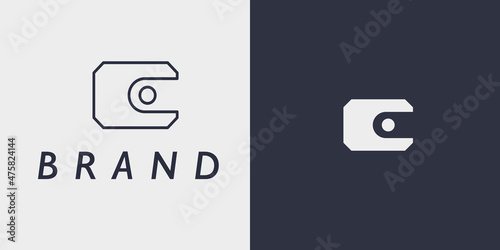 minimalistic image of a wallet with a clasp. logo for a needlework studio