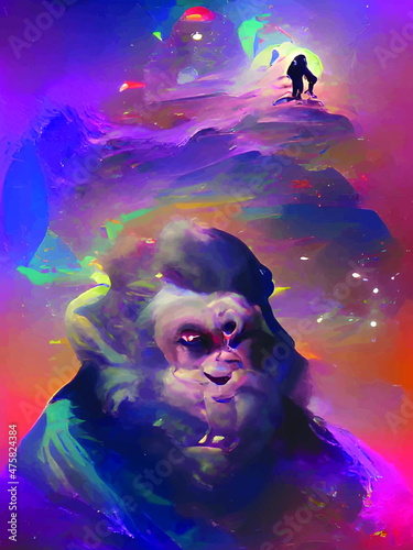 Abstract ape watercolor wallpaper illustration