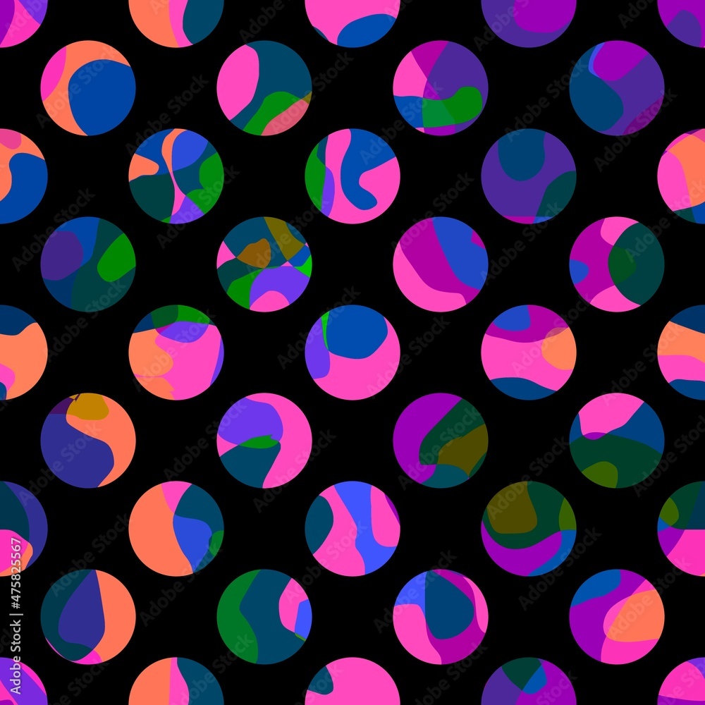 Seamless dots pattern with coloured bolls for wallpaper and fabrics and textiles and packaging and linens Seamless dots pattern with coloured bolls for wallpaper and fabrics and textiles and packaging and linens