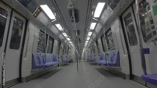 Empty Subway Train Arrives at the Station