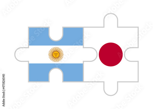 puzzle pieces of argentina and japan flags. vector illustration isolated on white background	