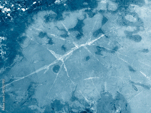 Cracked ice in a puddle.