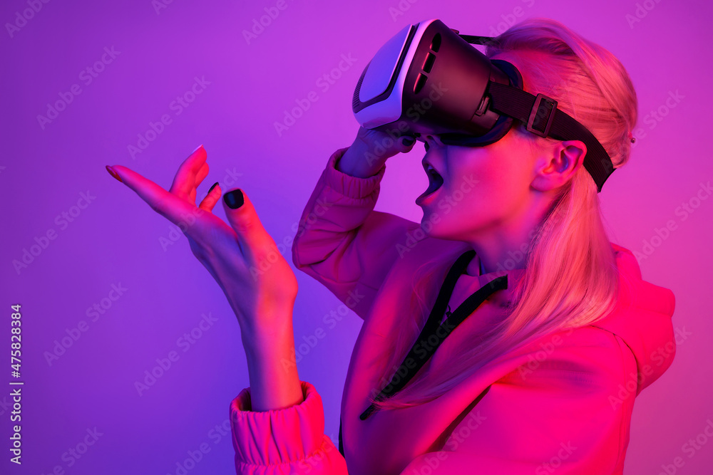 Beautiful girl in virtual reality glasses. Beautiful girl in virtual reality glasses.