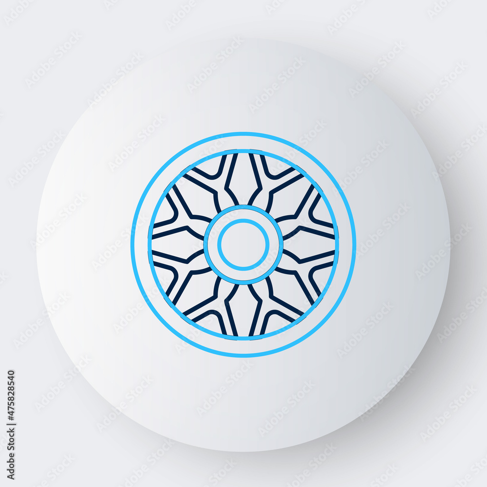 Line Alloy wheel for car icon isolated on white background. Colorful outline concept. Vector Line Alloy wheel for car icon isolated on white background. Colorful outline concept. Vector