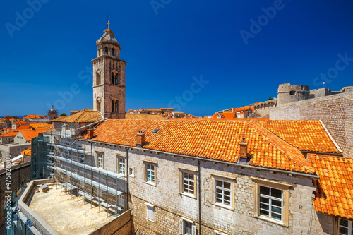 View of Dominican monastery and church from the walls of the city of Dubrovnik in Croatia, Europe.