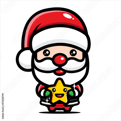cute santa claus cartoon design hugging stars