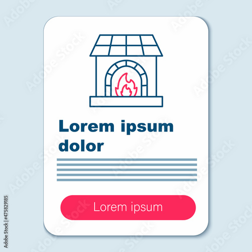 Line Blacksmith oven icon isolated on grey background. Colorful outline concept. Vector