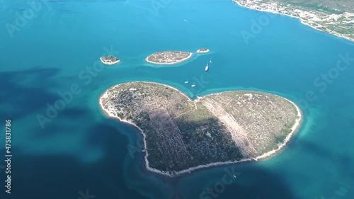 Aerial footage of the famous bay and island
