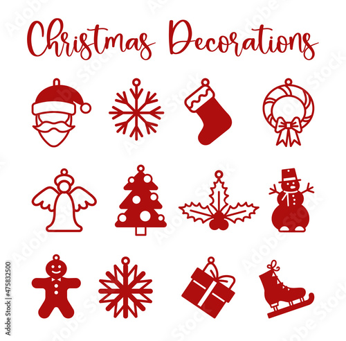 Christmas ornaments templale- for laser cutting. Vector illustration